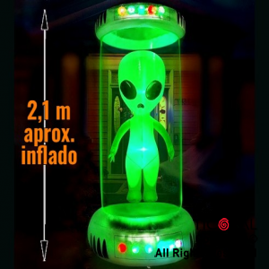 INFLABLE DECORACION ALIEN VERDE LUMINOSO TERROR 2.1 MTS X 1